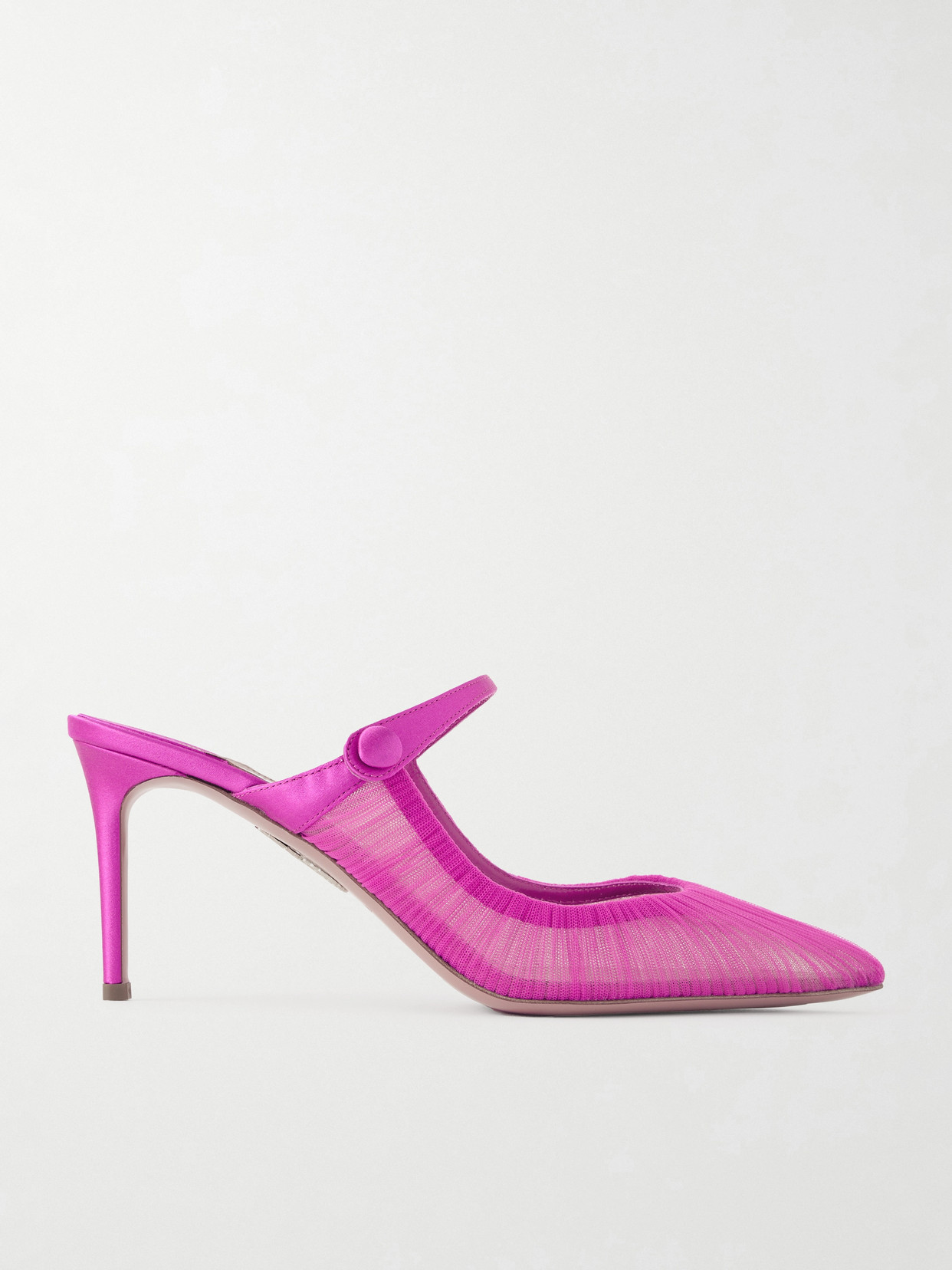Aquazzura Voile 75 Satin-trimmed Tulle Mules In Pink
