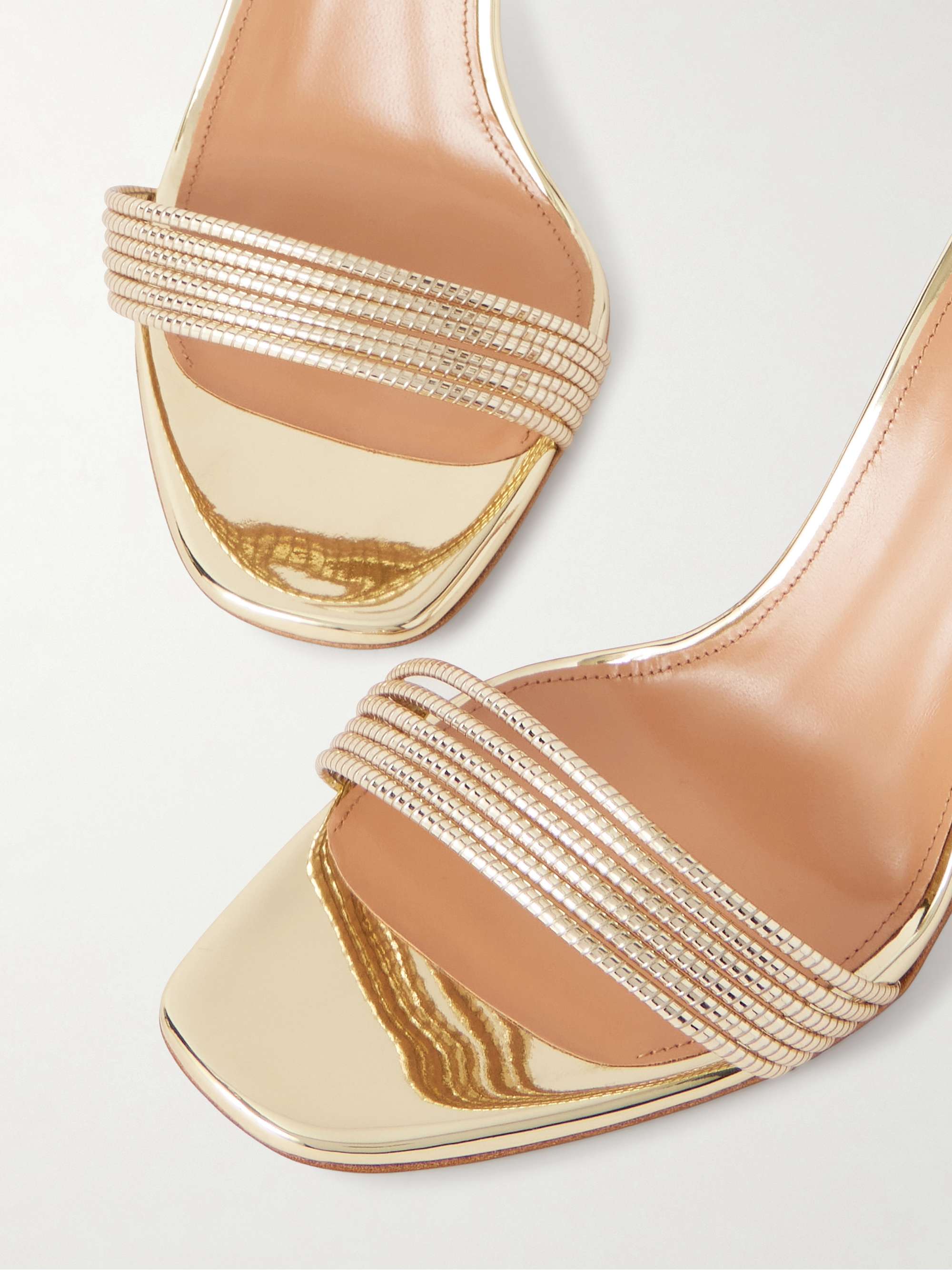 AQUAZZURA Sway 85 metallic sandals | NET-A-PORTER