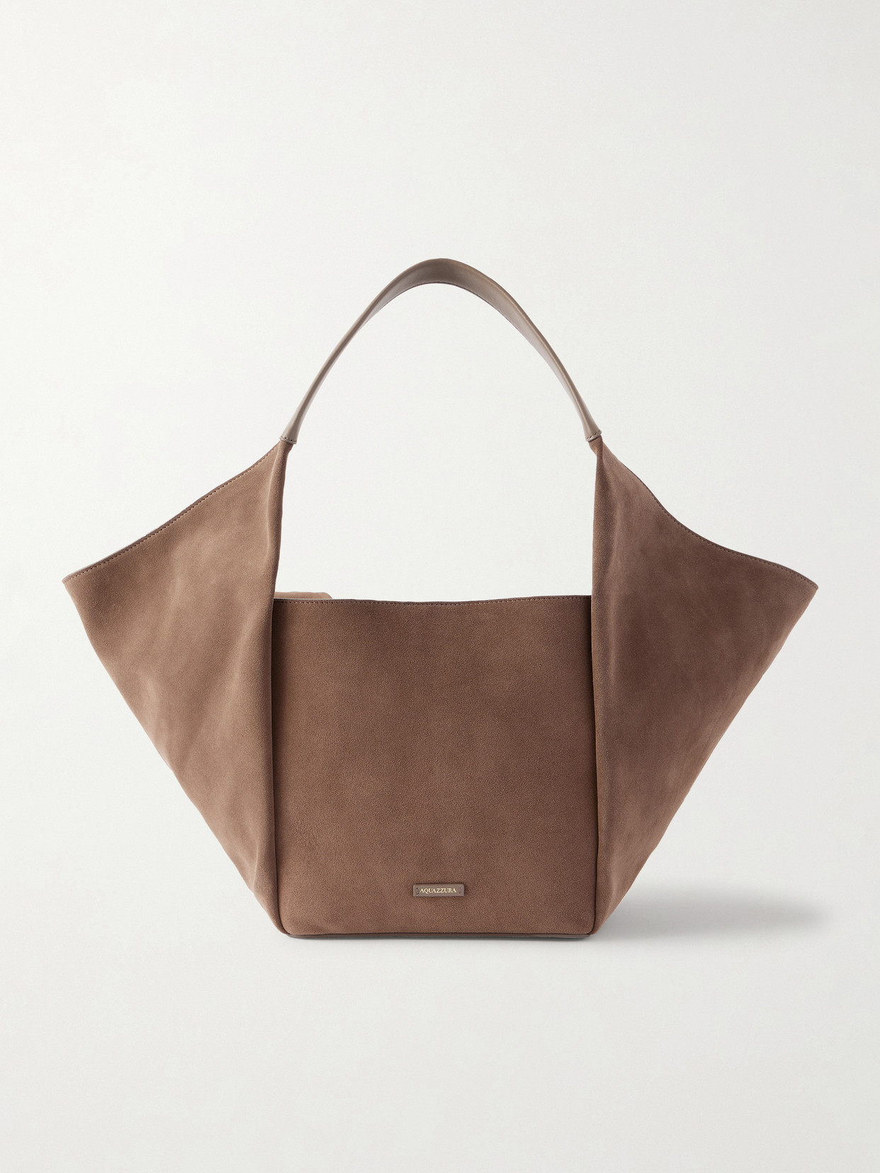 Aquazzura Voltaire Leather-trimmed Suede Tote In Brown