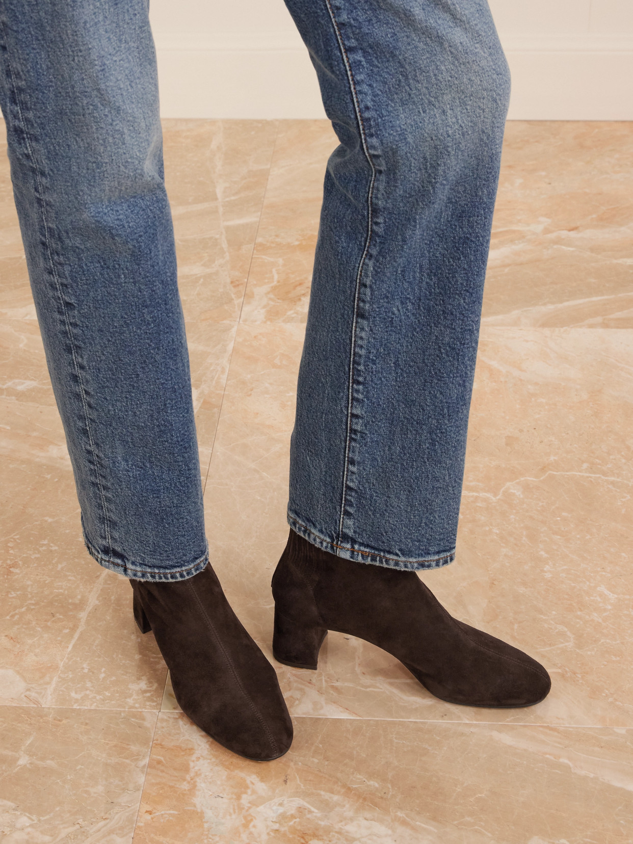 Aquazzura Saint Honoré 50 Suede Ankle Boots In Brown