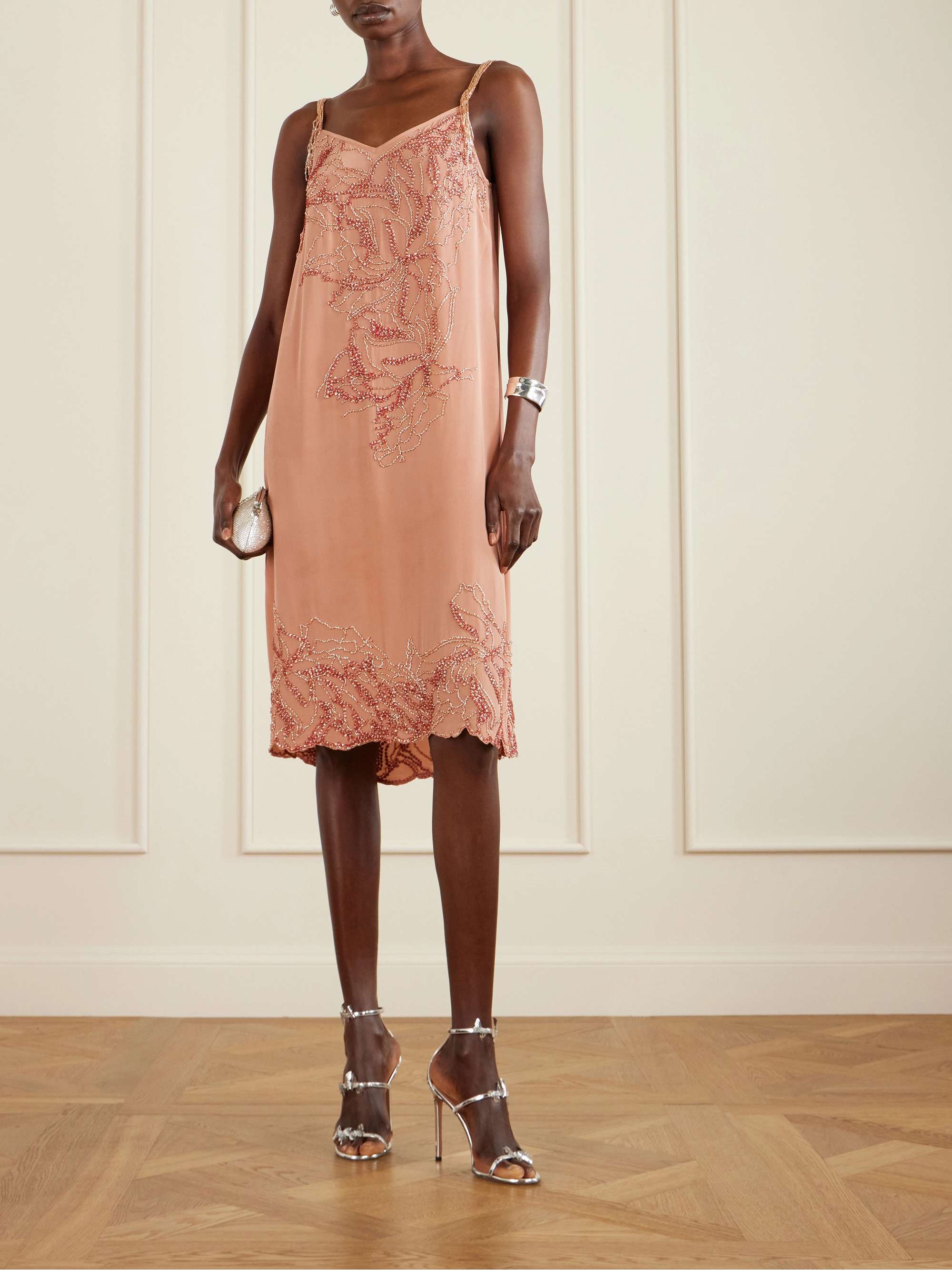 AQUAZZURA Papillon Sauvage 105 embellished metallic-leather