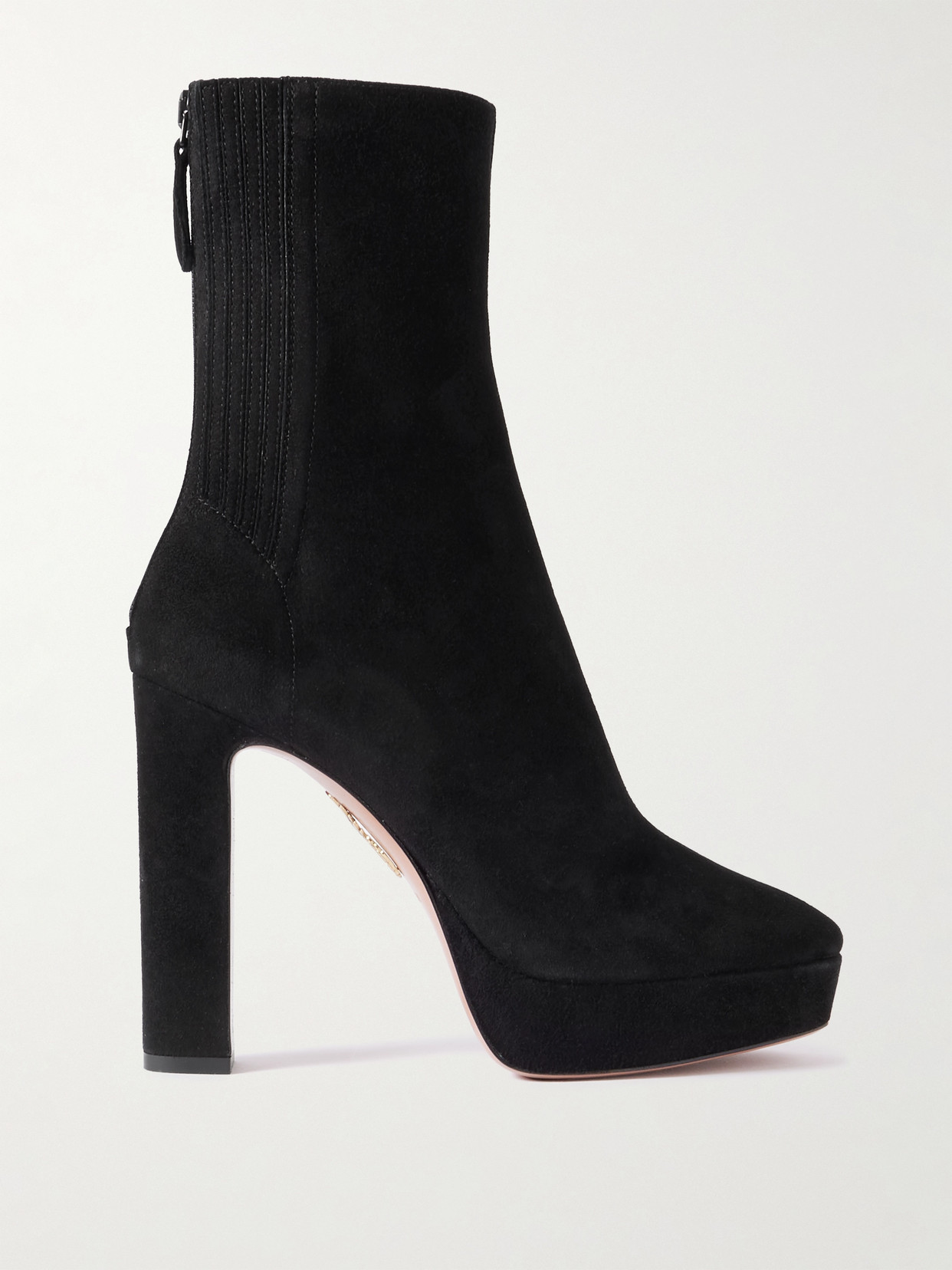 Aquazzura Martine 110 Suede Platform Ankle Boots In Black