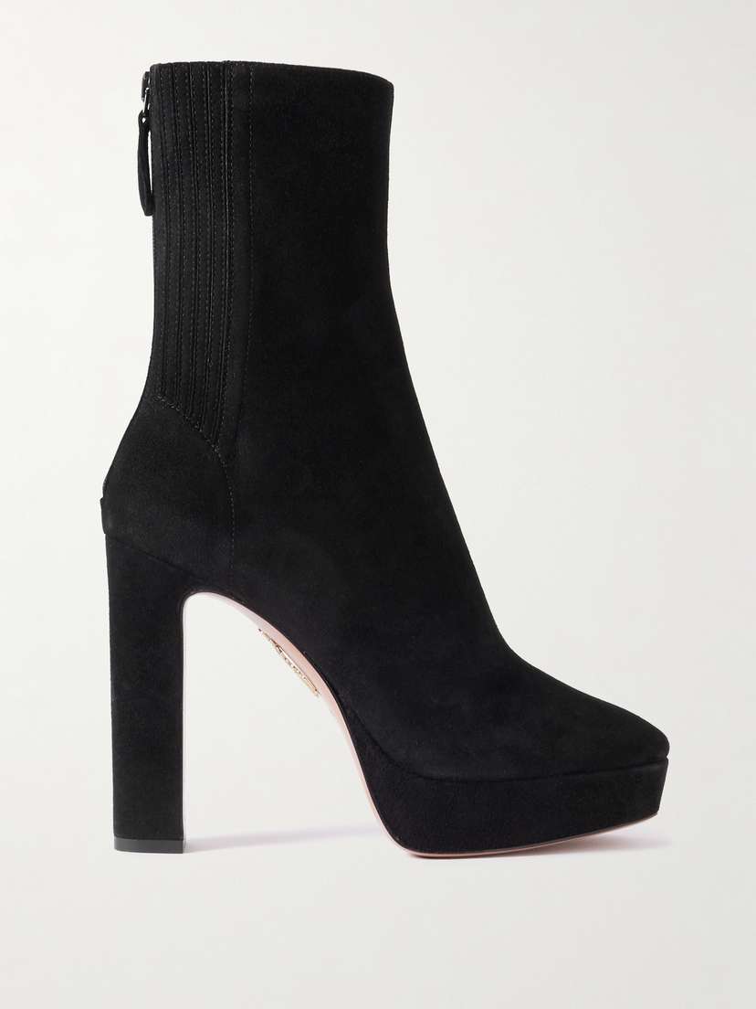 Aquazzura Martine 110 Suede Platform Ankle Boots