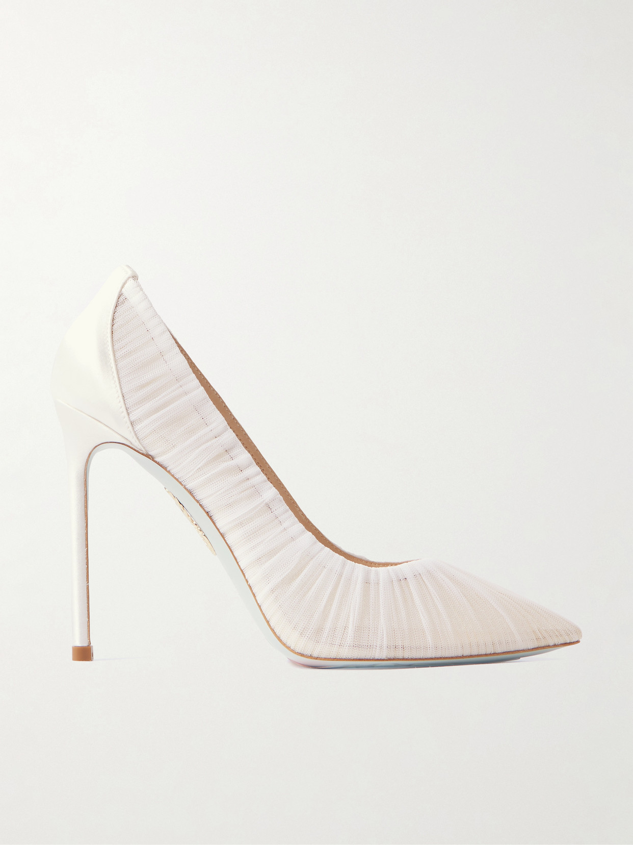 Aquazzura Voile 105 Tulle And Satin Pumps In White