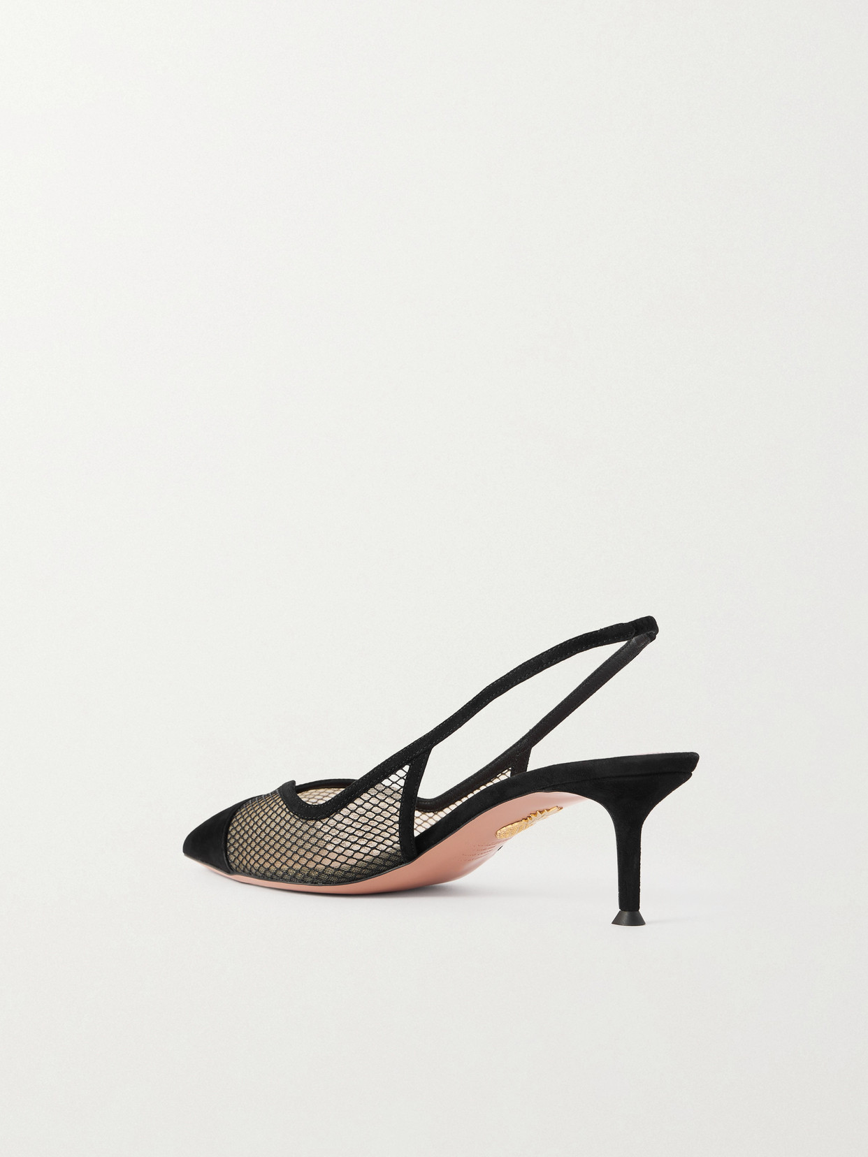 Aquazzura Gia 50 Suede-trimmed Mesh Slingback Pumps In Multi