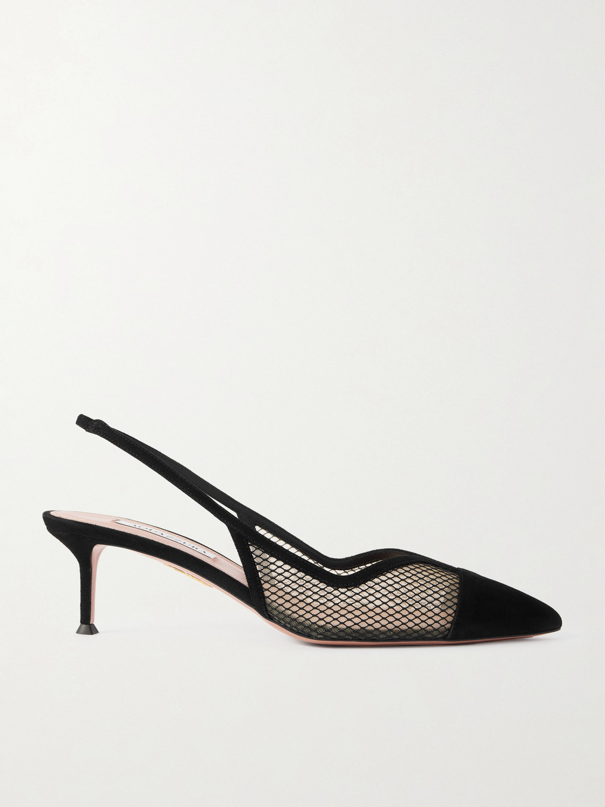 Aquazzura Gia 50 Suede-trimmed Mesh Slingback Pumps In Multi