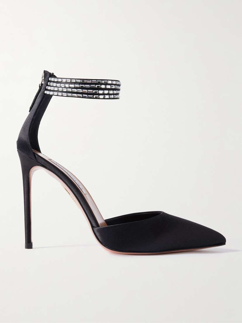 Aquazzura Luce 105 Crystal-embellished Satin Pumps