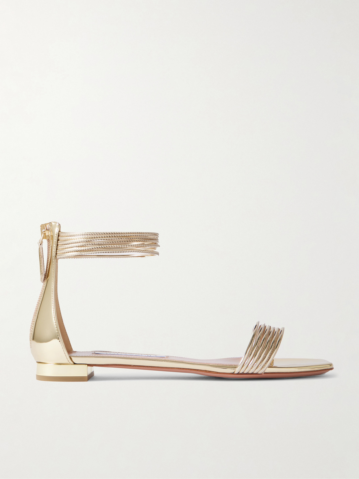 Aquazzura Sway Metallic-leather Sandals In Neutral