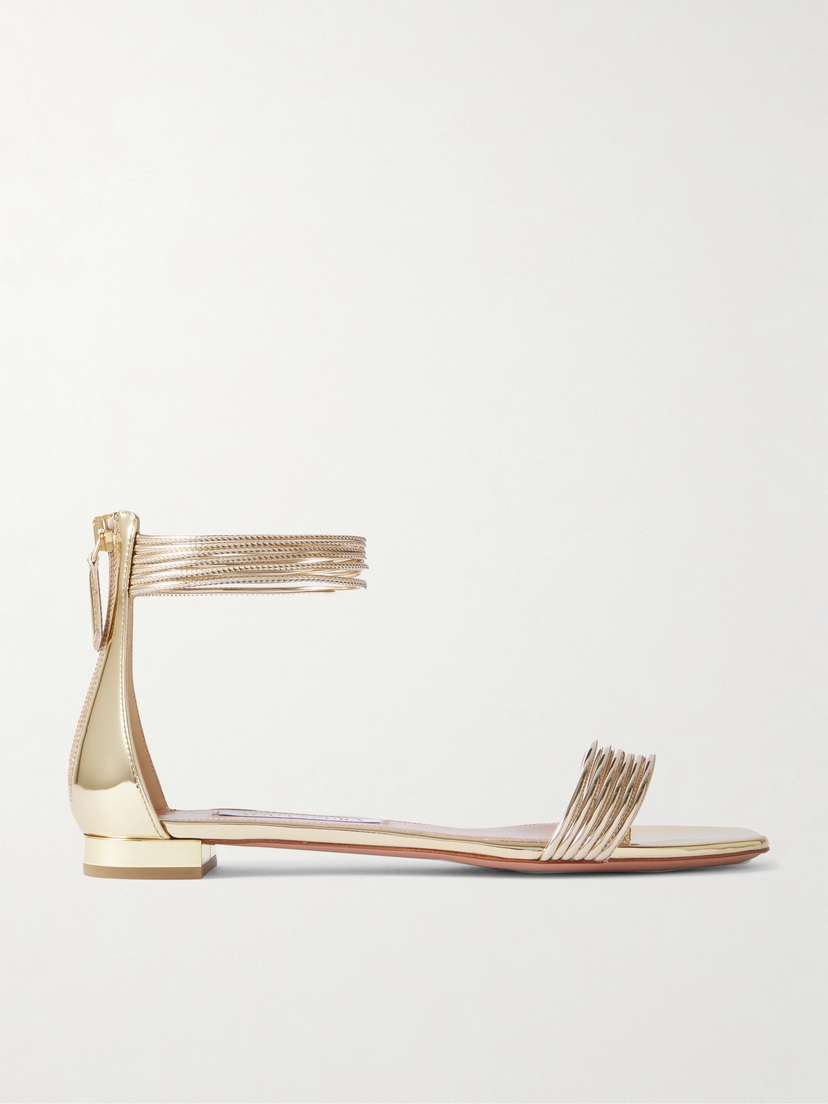 Aquazzura Sway Metallic-leather Sandals