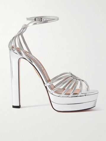 AQUAZZURA Sweetheart 130 metallic leather platform sandals