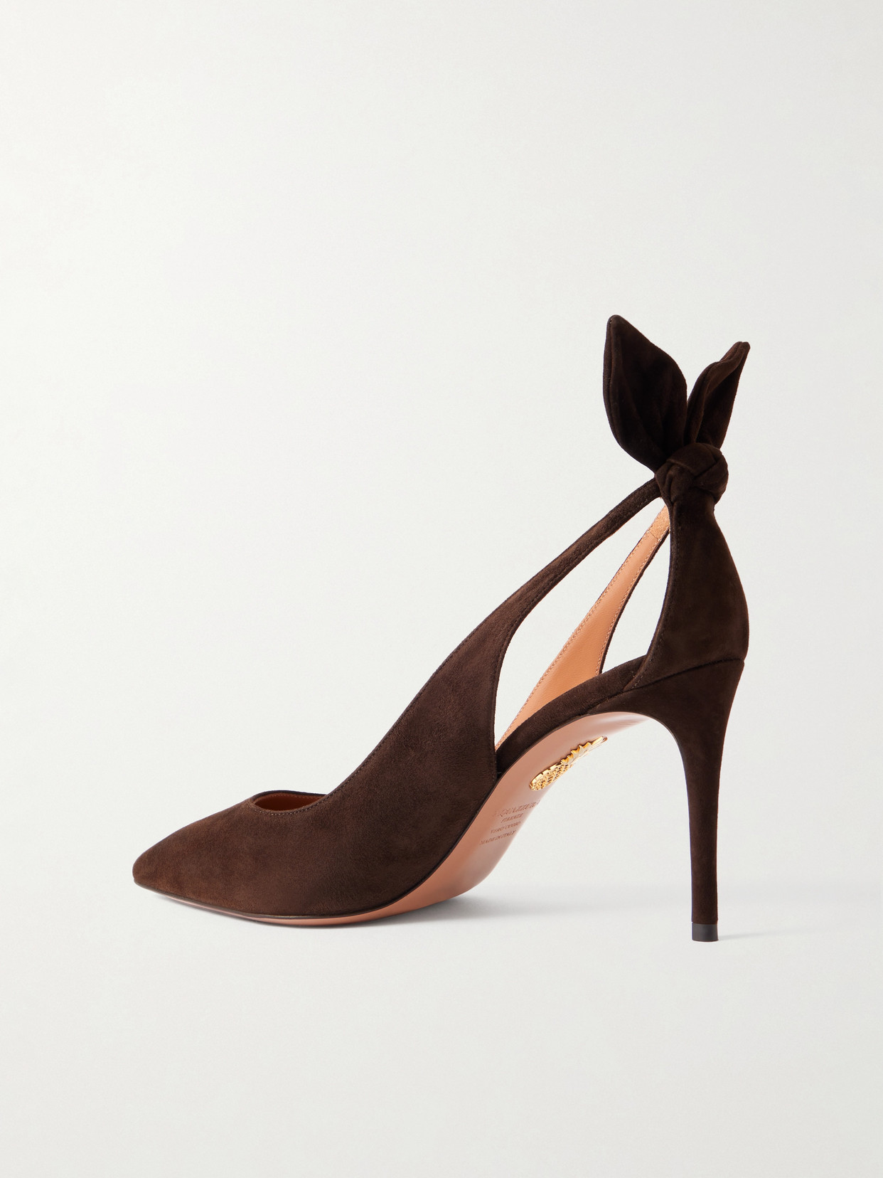 Aquazzura Bow Tie 85 Suede Pumps In Brown