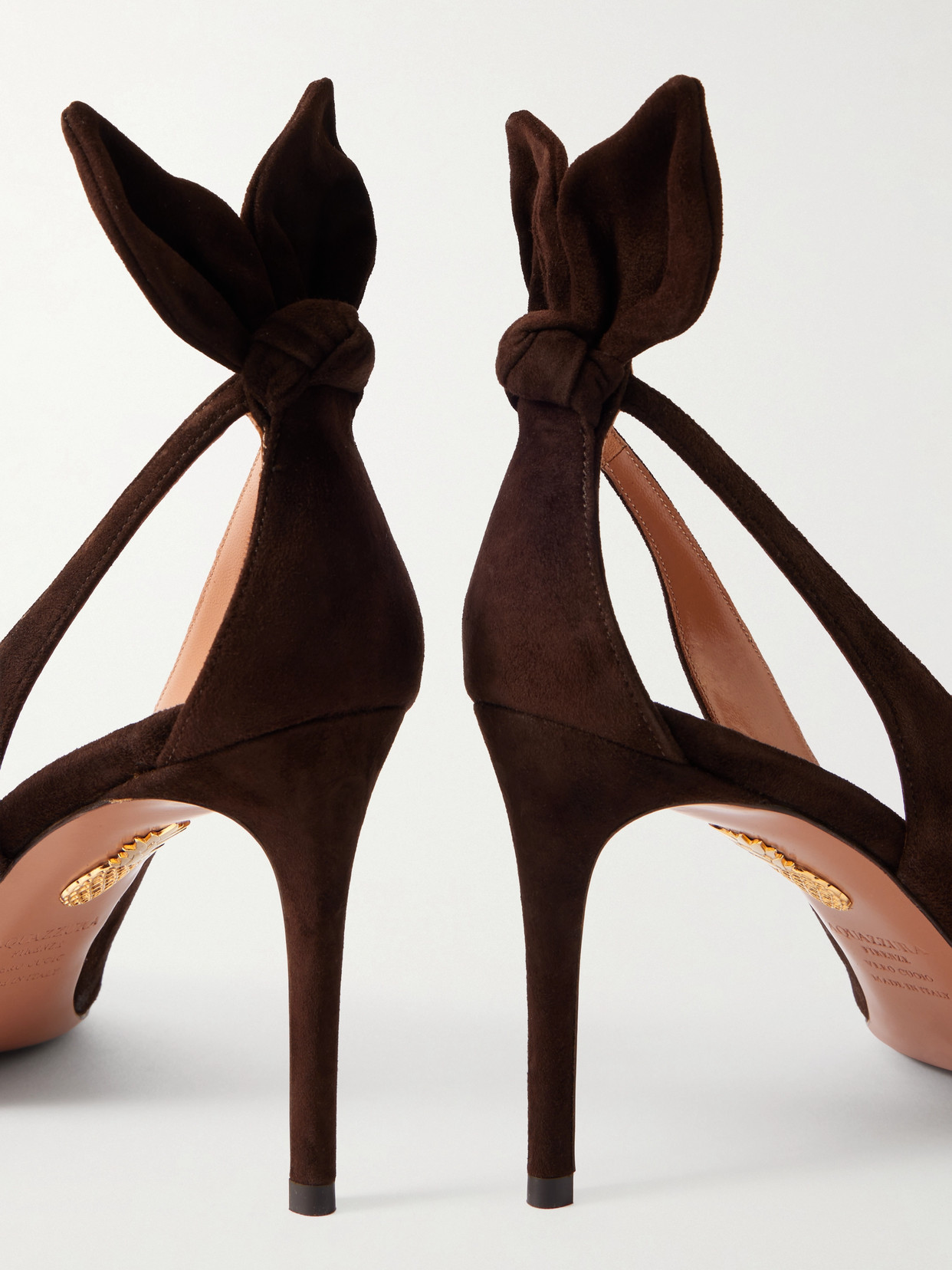 Aquazzura Bow Tie 85 Suede Pumps In Brown