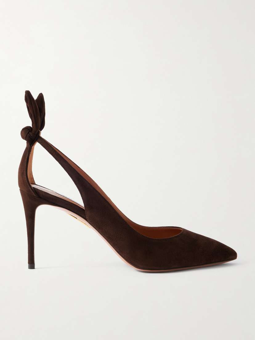 Aquazzura Bow Tie 85 Suede Pumps