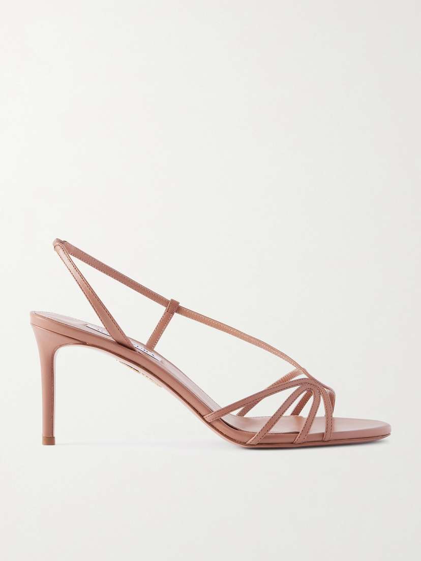 Aquazzura Talk To Me 75 Metallic Leather Slingback Sandals