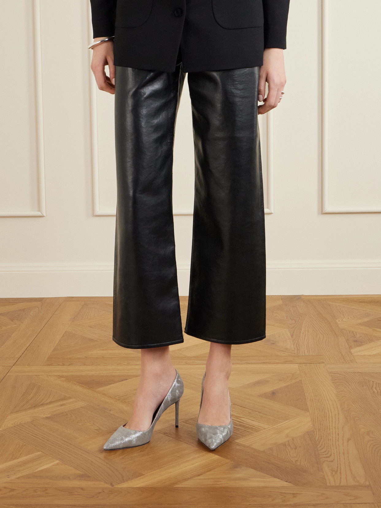 Aquazzura Purist 85 Metallic Leather Pumps In Multi