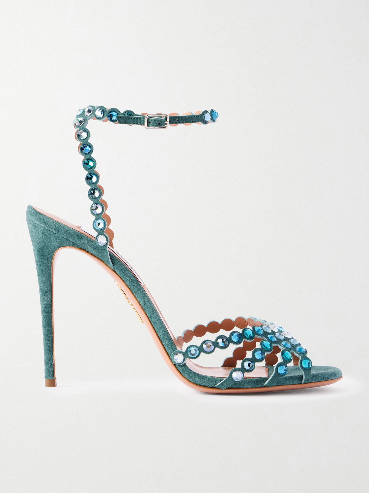 Aquazzura Tequila 105 Crystal-embellished Leather Sandals In Multi