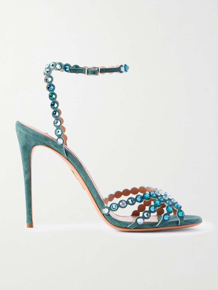 Aquazzura Tequila 105 Crystal-embellished Leather Sandals
