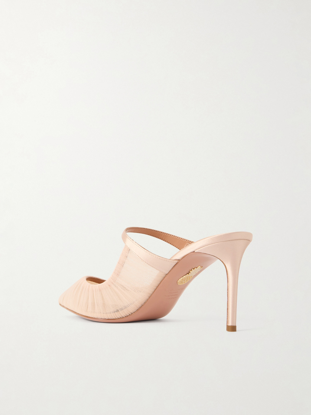 Voile 75 Pleated Satin-Trimmed Tulle Mules