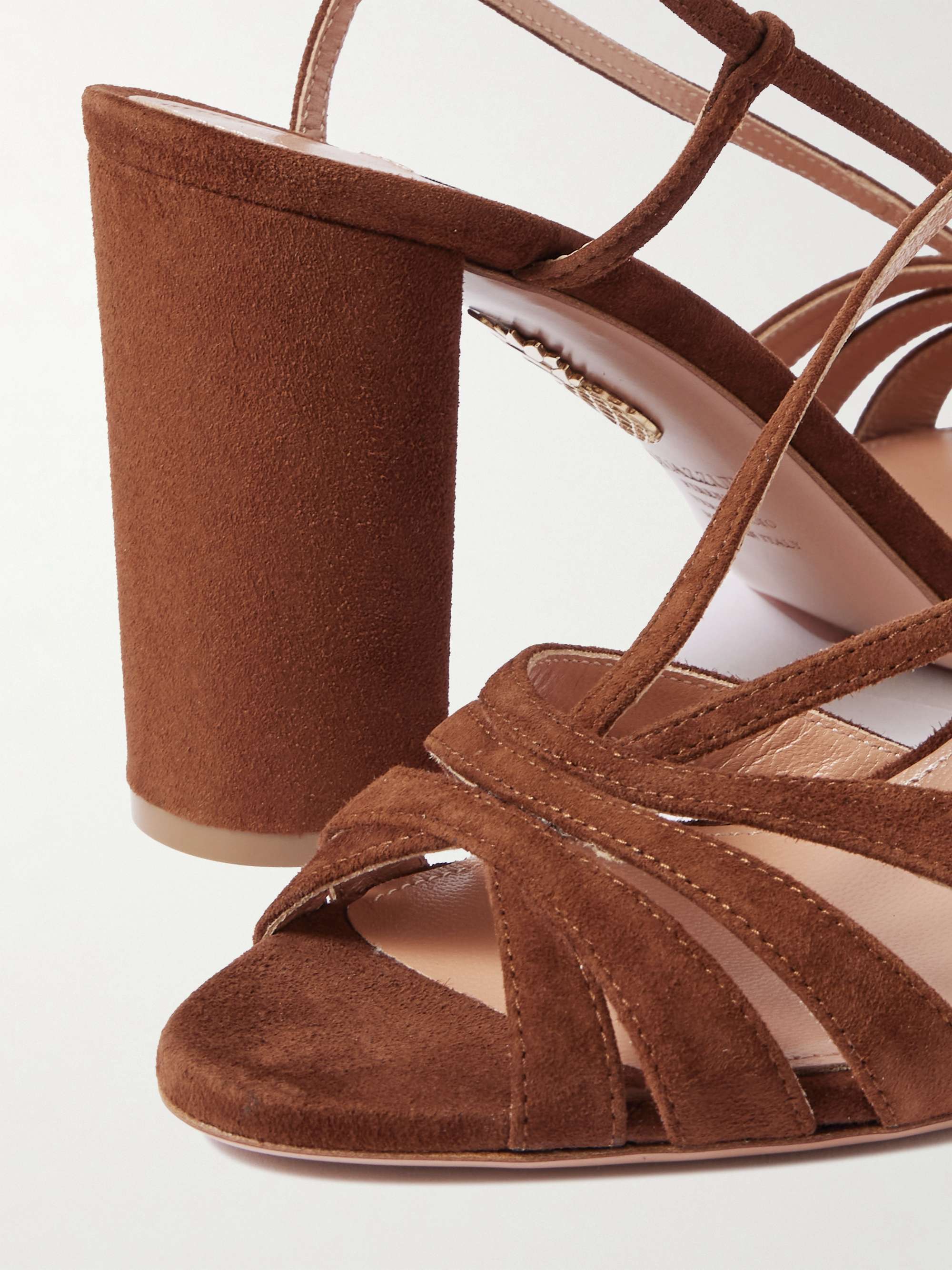 AQUAZZURA Aimée 85 suede slingback sandals | NET-A-PORTER