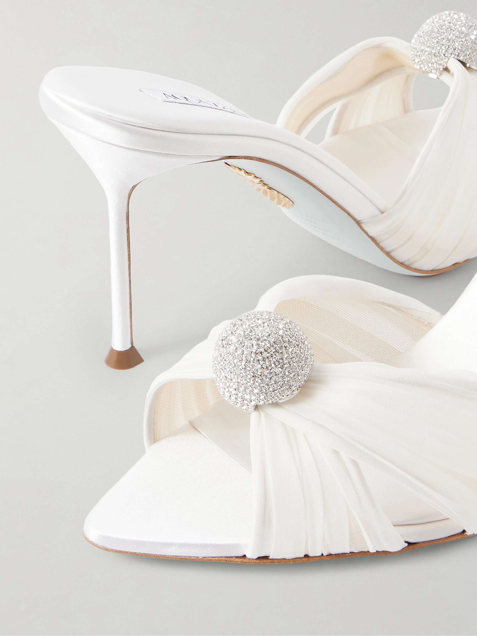 AQUAZZURA Mystery 85 embellished chiffon mules | NET-A-PORTER