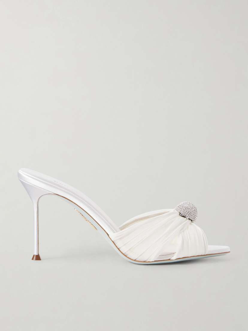 Aquazzura Mystery 85 Embellished Chiffon Mules
