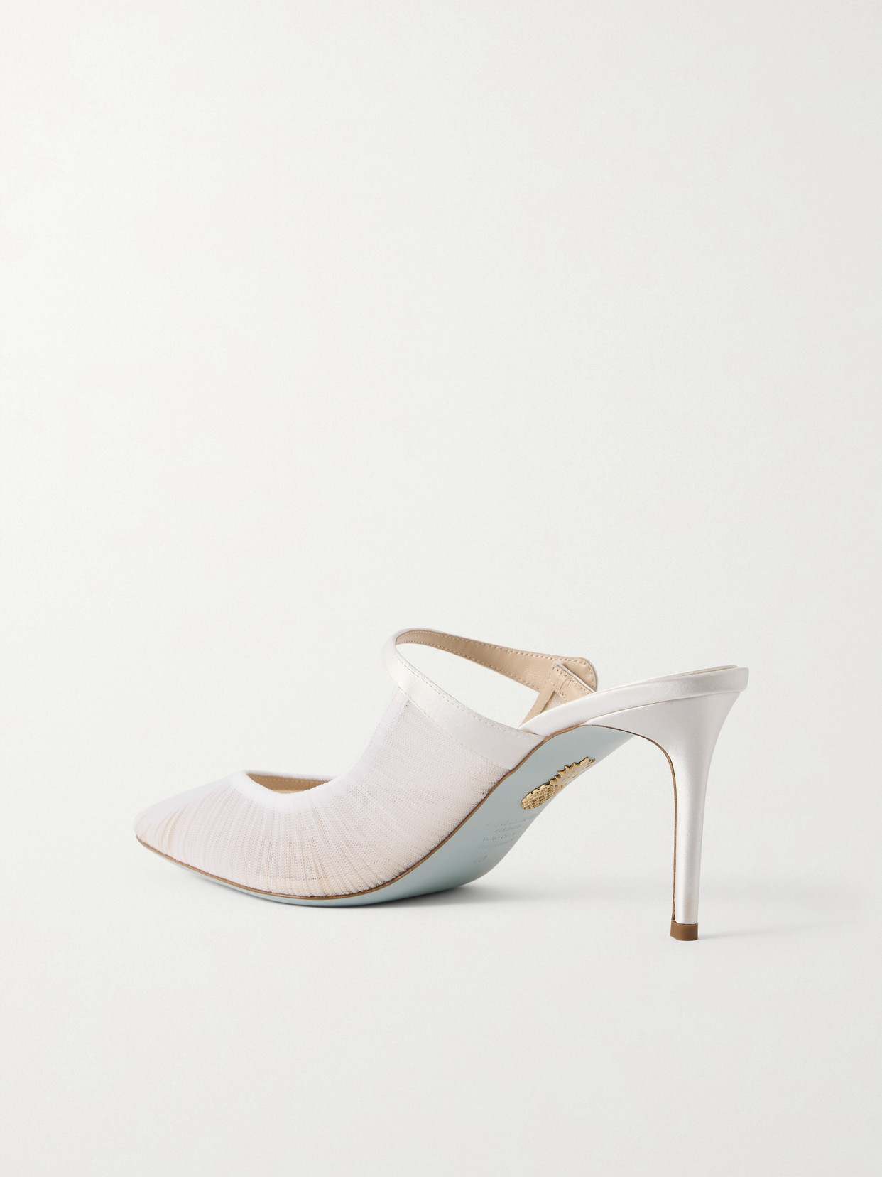 Aquazzura Voile 75 Satin-trimmed Tulle Mules In White