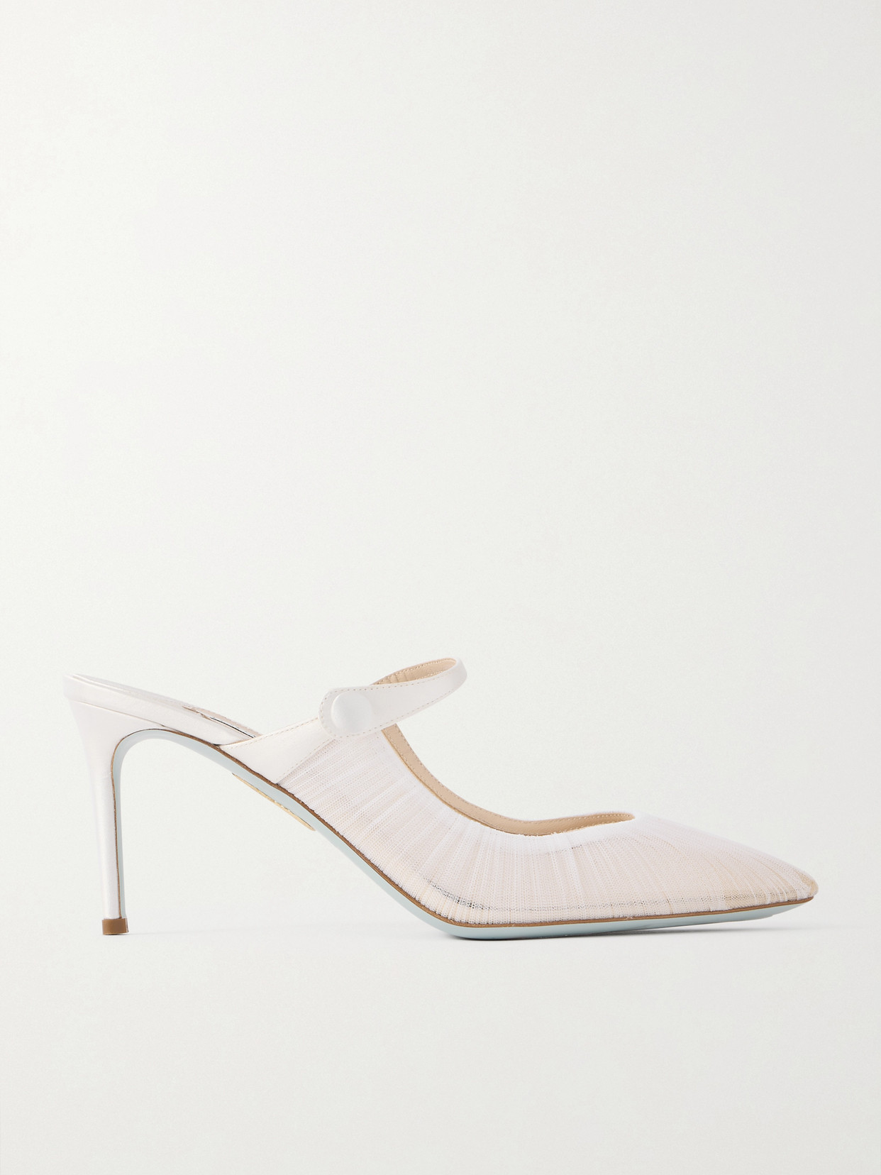 Aquazzura Voile 75 Satin-trimmed Tulle Mules In White