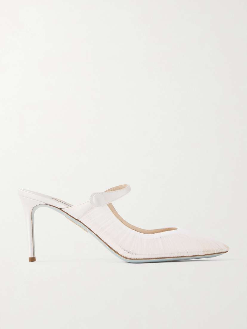 Aquazzura Voile 75 Satin-trimmed Tulle Mules