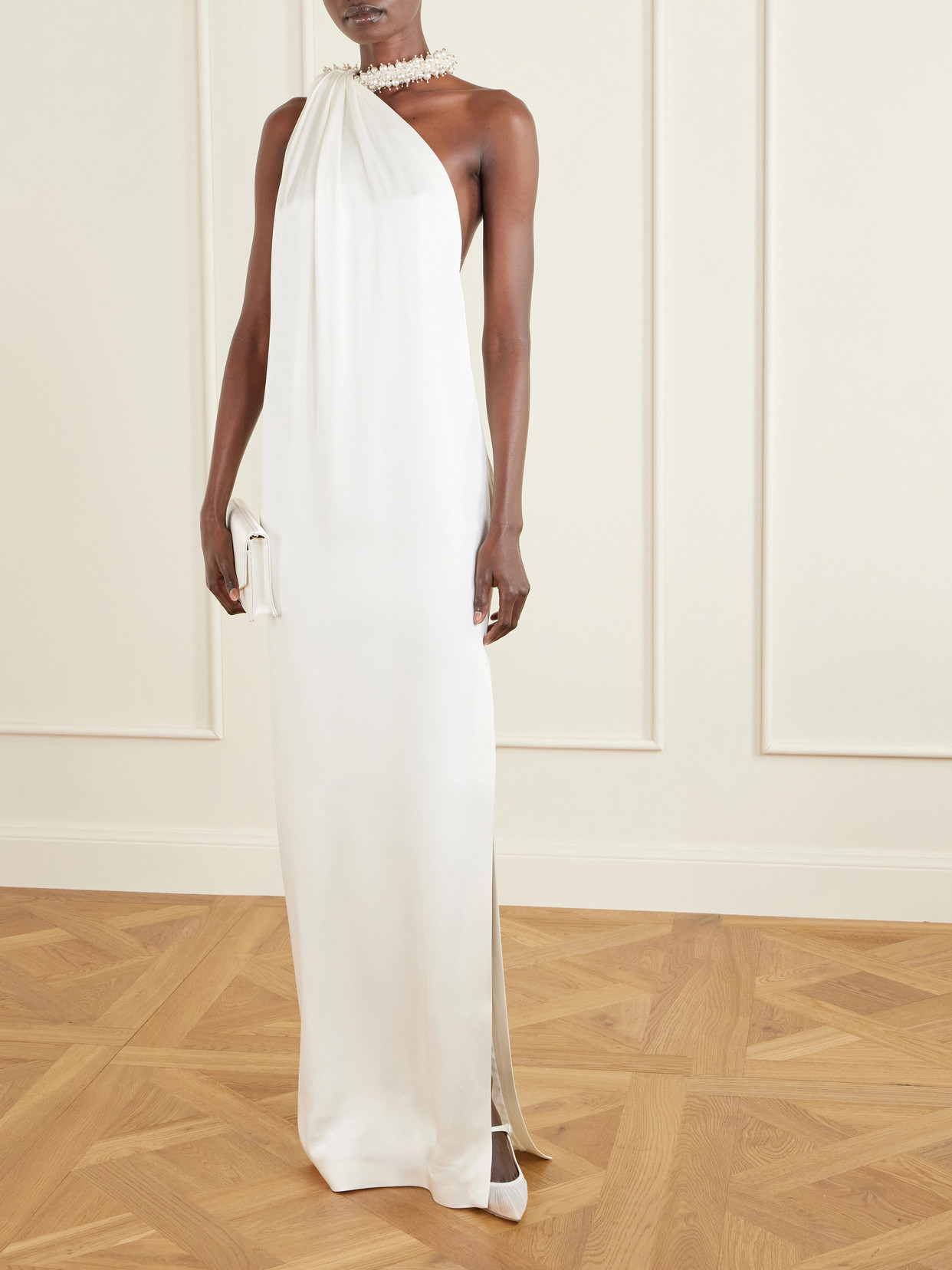 Aquazzura Voile 75 Satin-trimmed Tulle Mules In White