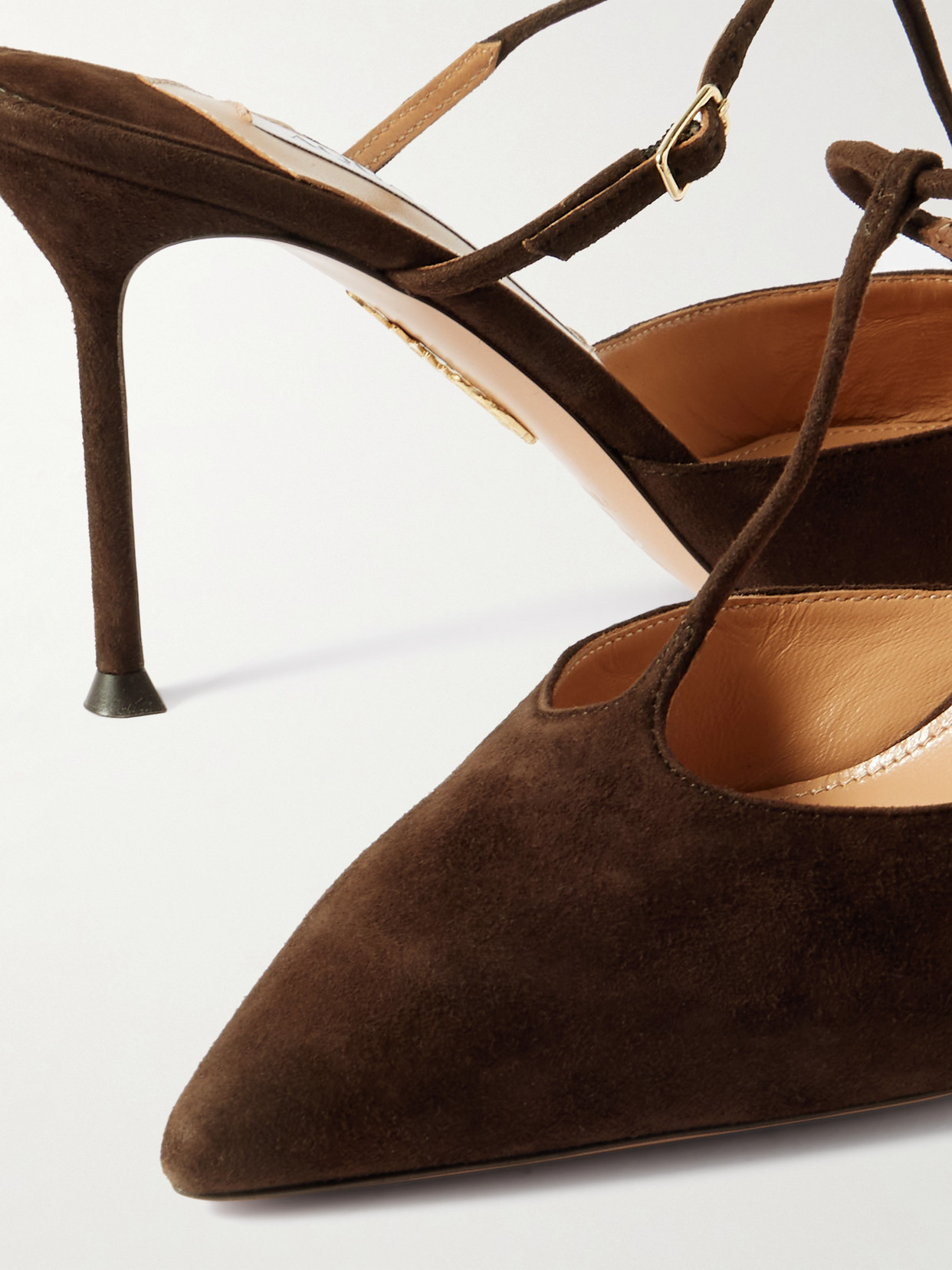 Aquazzura Sorbonne 85 Suede Mules In Brown