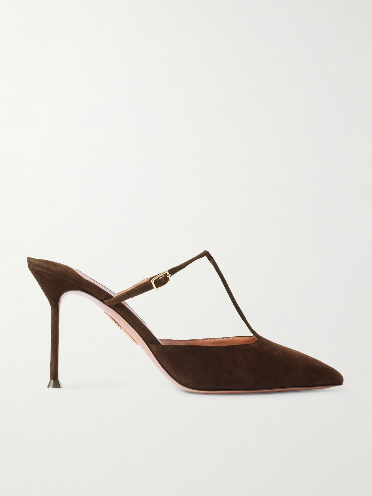 Aquazzura Sorbonne 85 Suede Mules In Brown