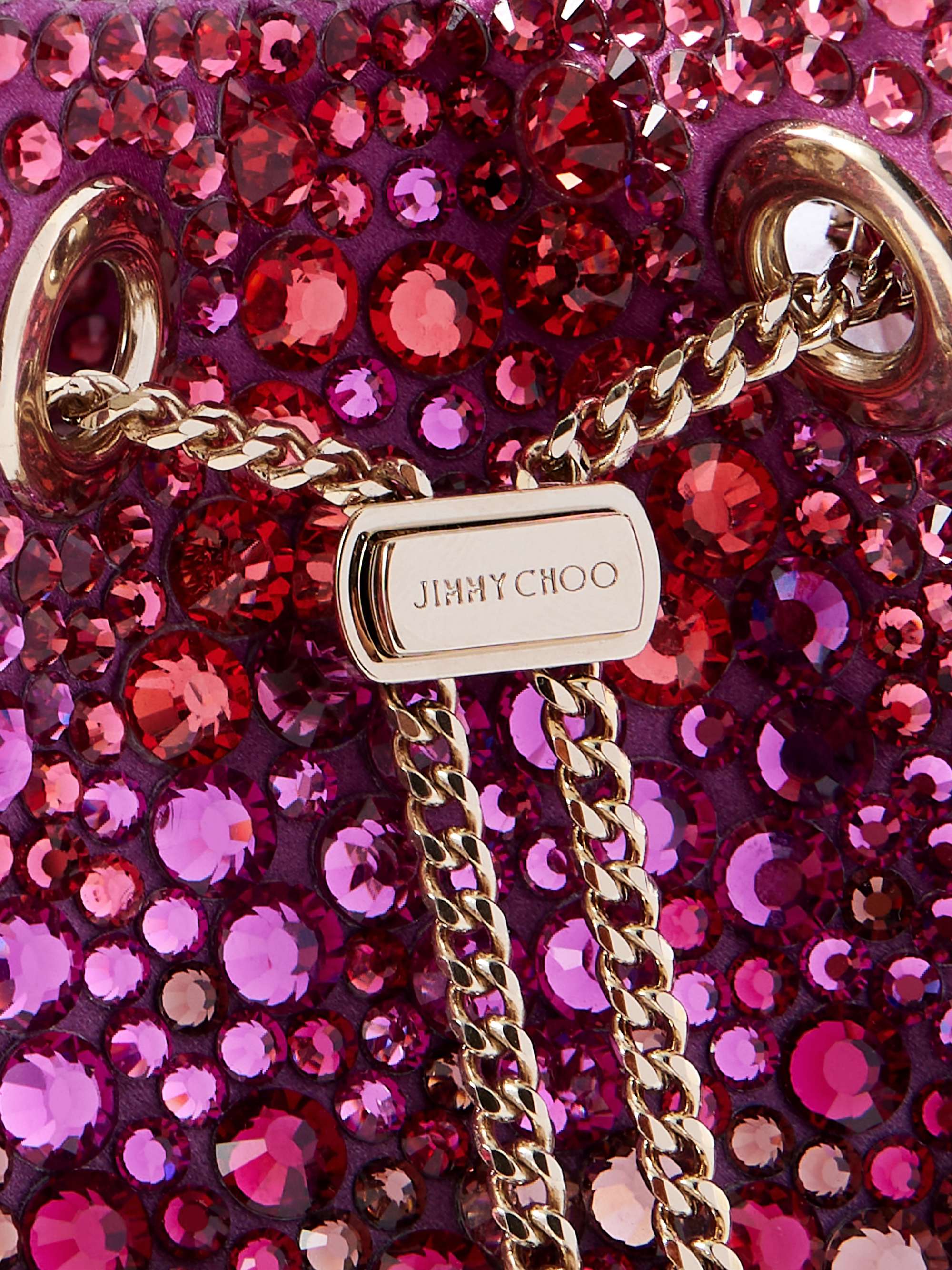 JIMMY CHOO Bon Bon crystal-embellished satin bucket bag