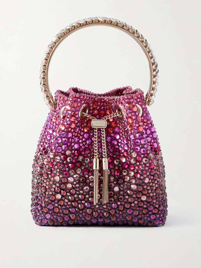 Jimmy Choo Bon Bon Crystal-embellished Satin Bucket Bag
