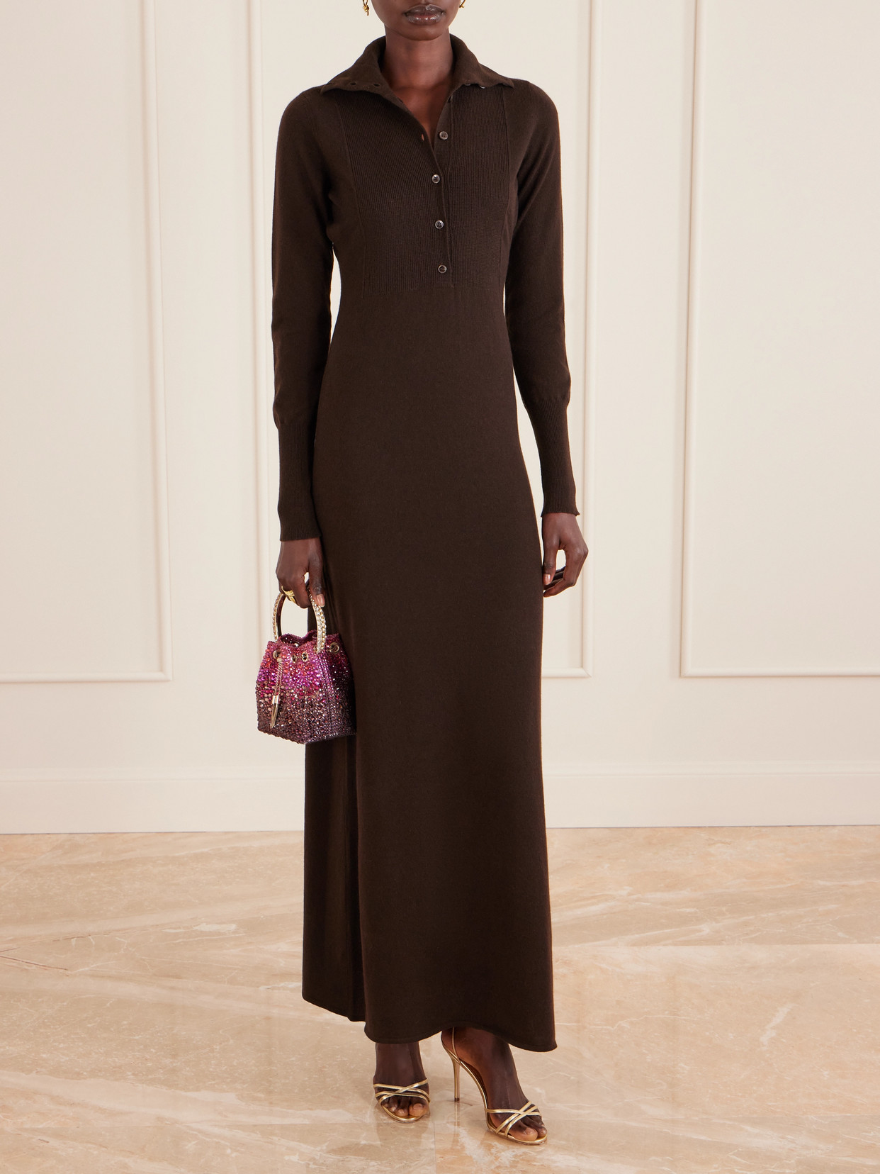 Jimmy Choo Bon Bon Crystal-embellished Satin Bucket Bag In Purple