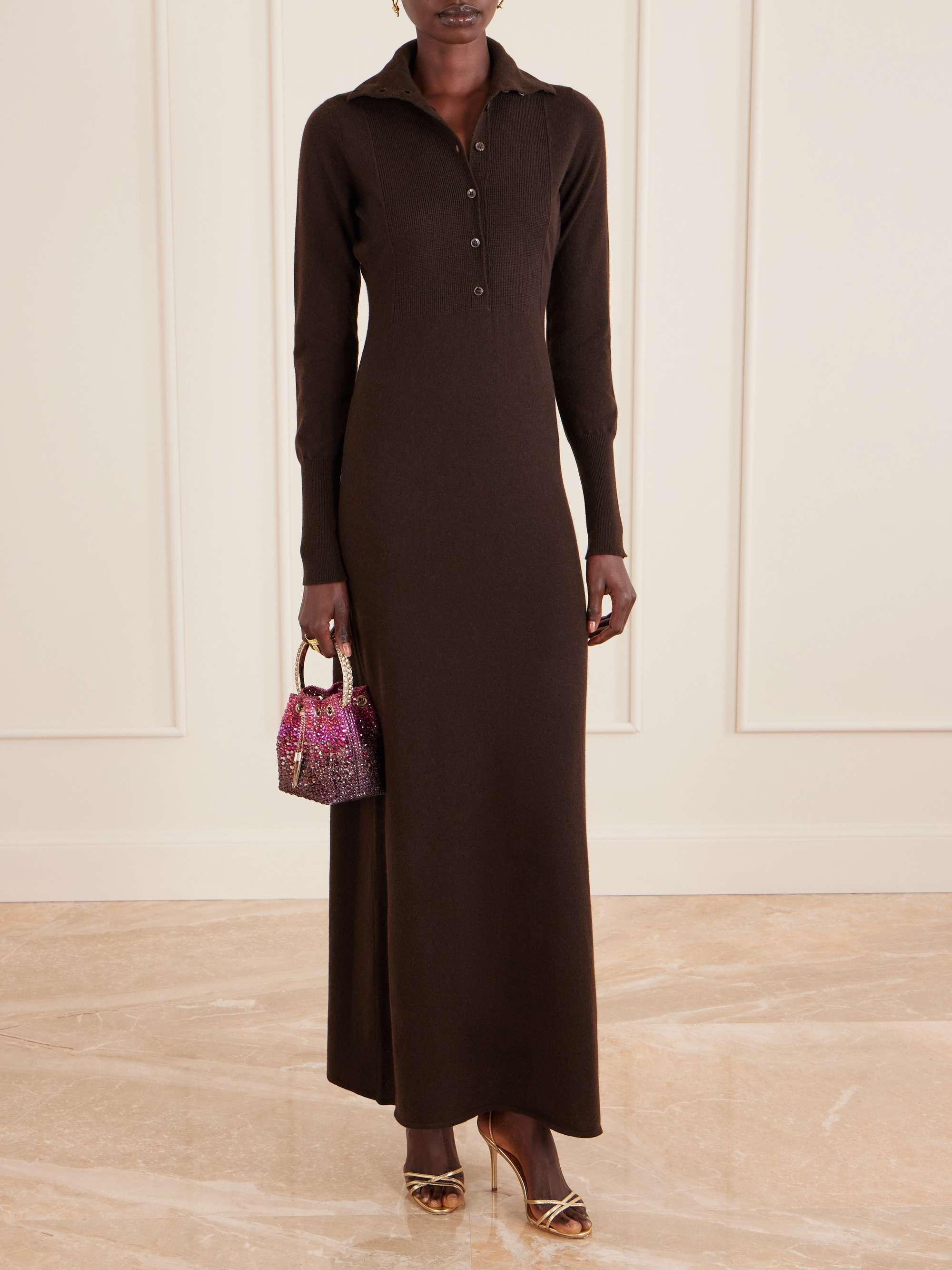 JIMMY CHOO Bon Bon crystal-embellished satin bucket bag