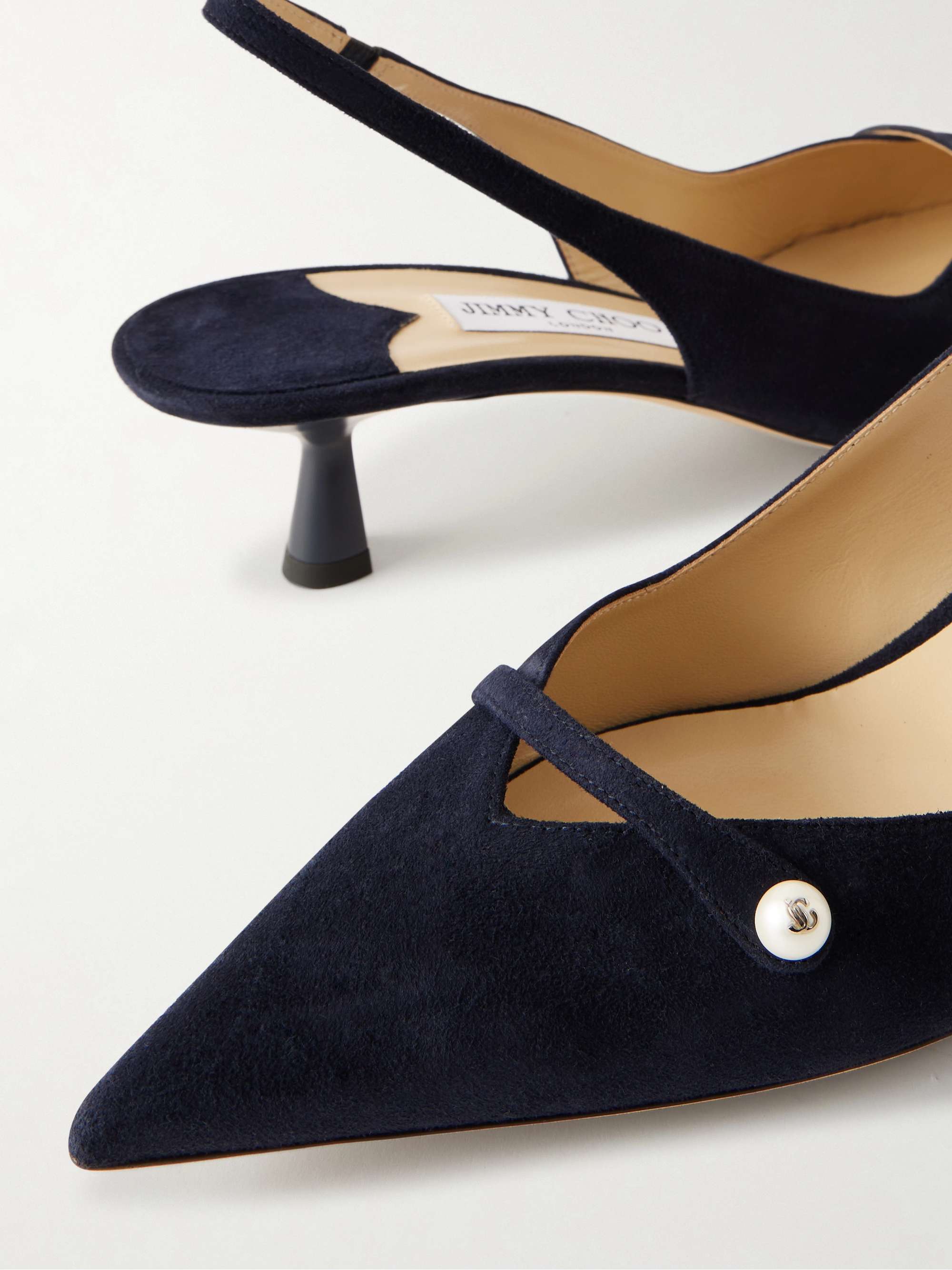 JIMMY CHOO Amita 45 embellished suede slingback pumps | NET-A-PORTER