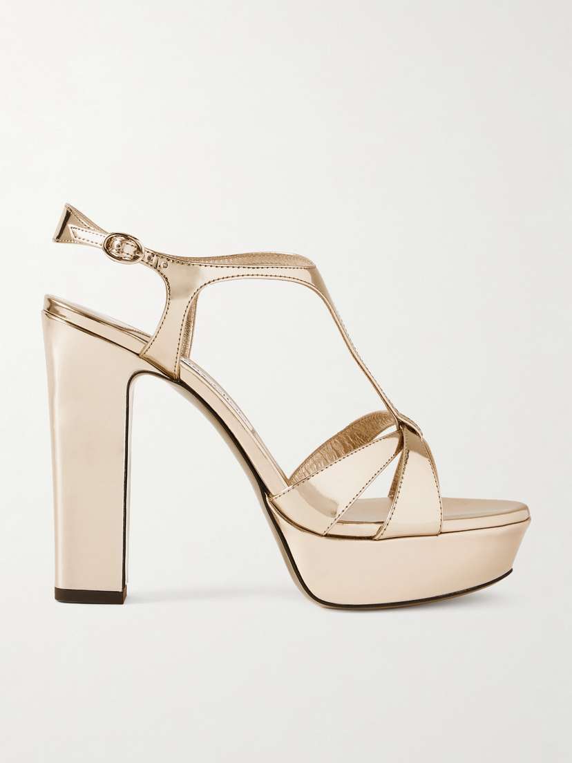 Jimmy Choo Kesia 120 Mirrored-leather Platform Sandals