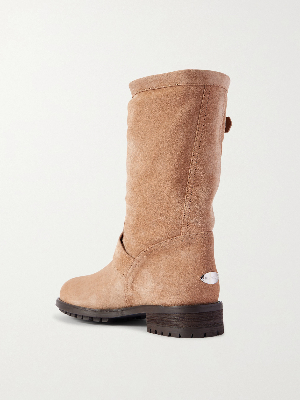 Jimmy Choo Biker Buckled Suede Ankle Boots In Brown