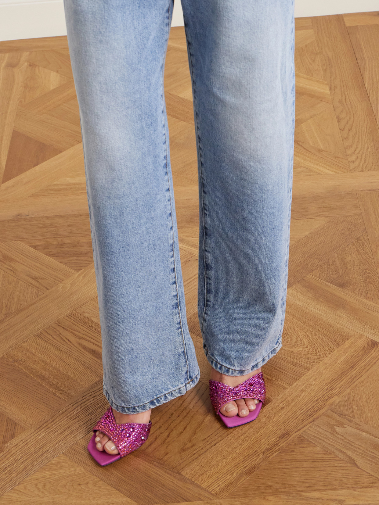 Skye 70 Crystal-Embellished Mules