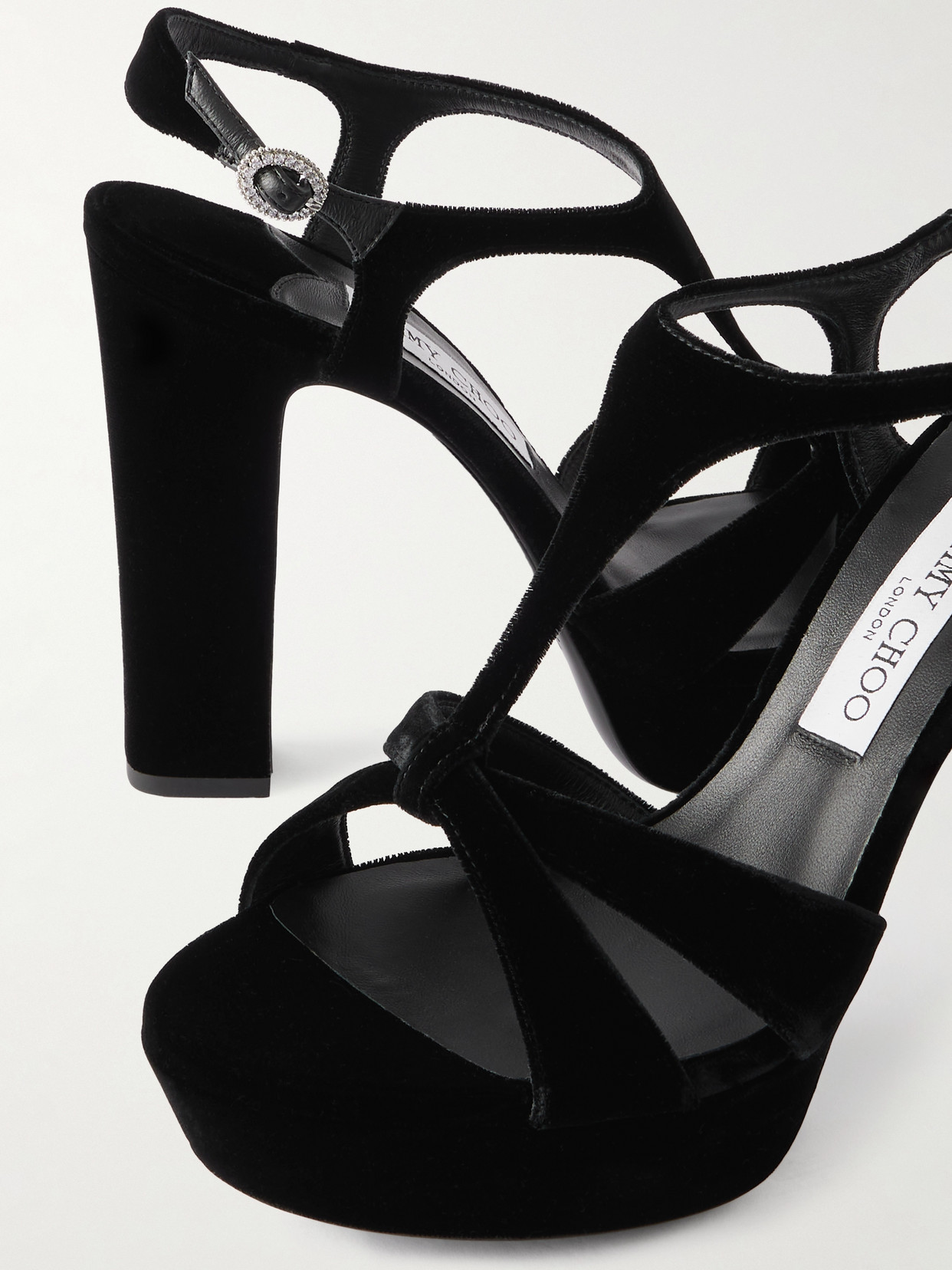 Jimmy Choo Kesia 120 Crystal-embellished Velvet Platform Sandals In Multi