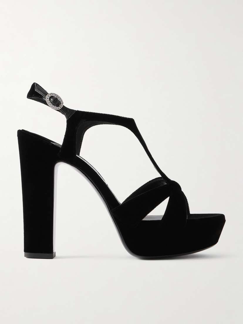 Jimmy Choo Kesia 120 Crystal-embellished Velvet Platform Sandals