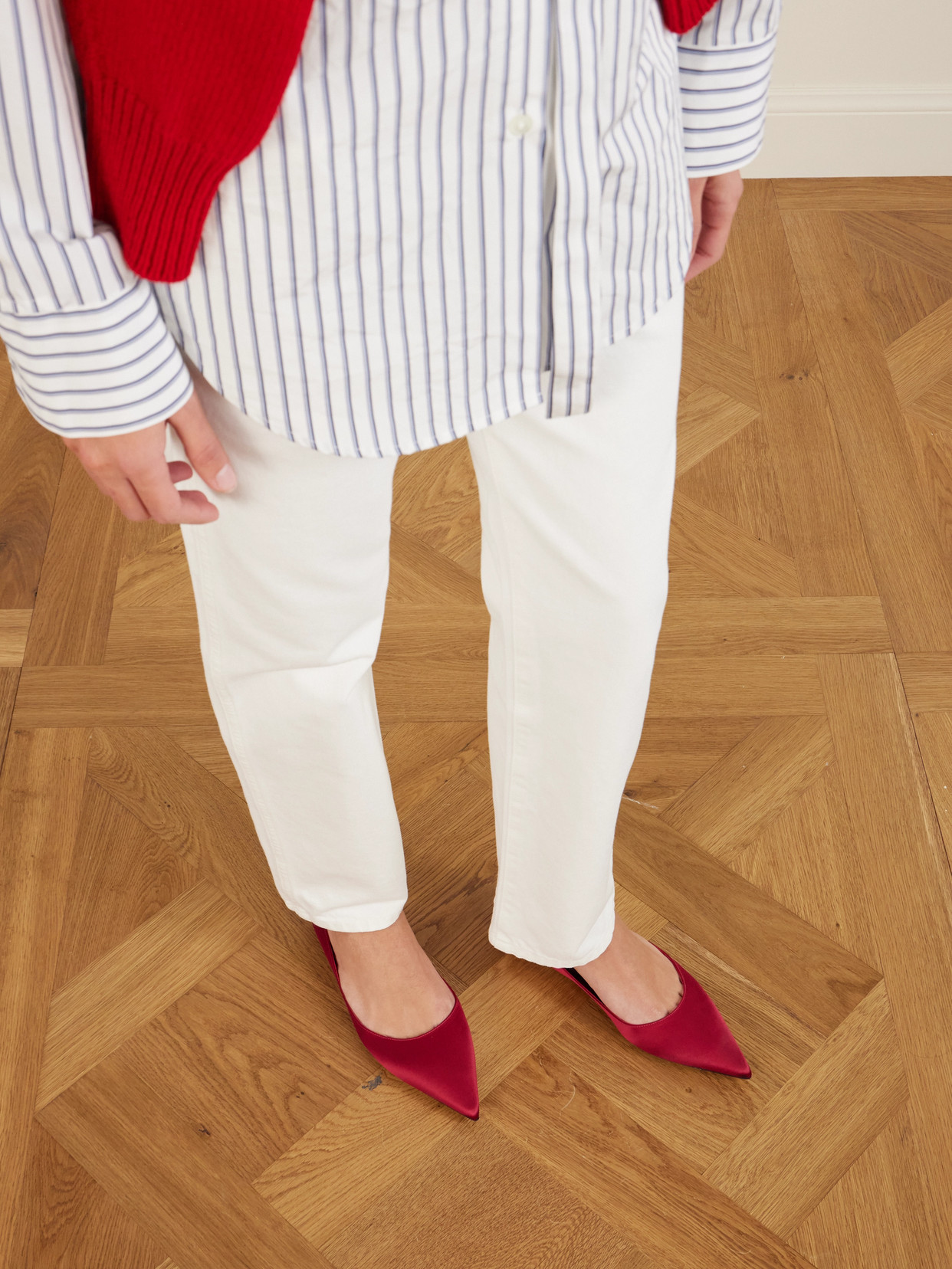 Jimmy Choo Love Satin Flats In Red