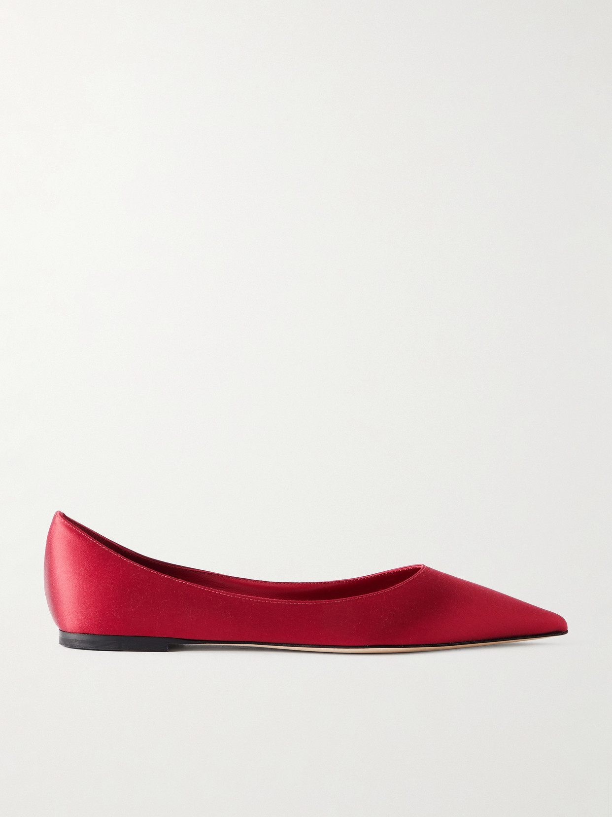 Jimmy Choo Love Satin Flats In Red