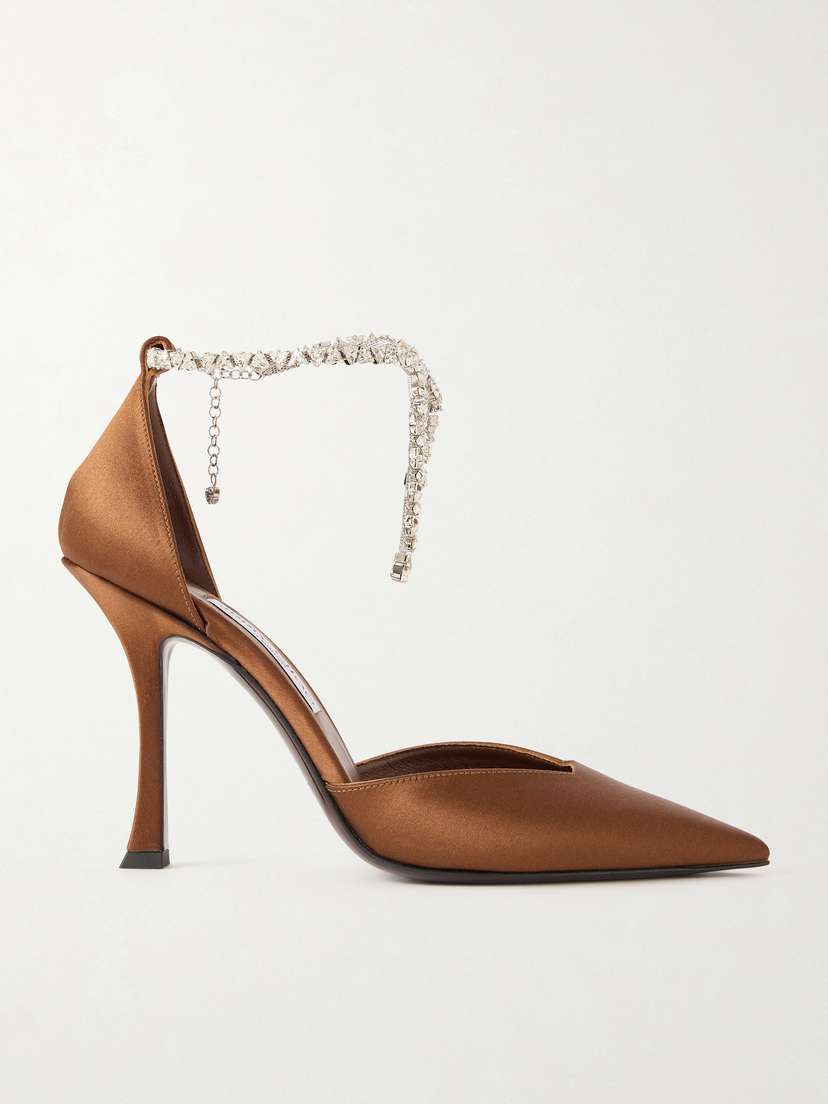 Jimmy Choo Stevie 100 Crystal-embellished Satin Pumps