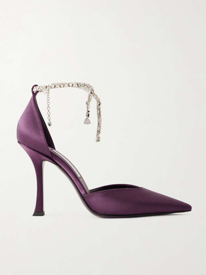 Jimmy Choo Stevie 100 Crystal-embellished Satin Pumps