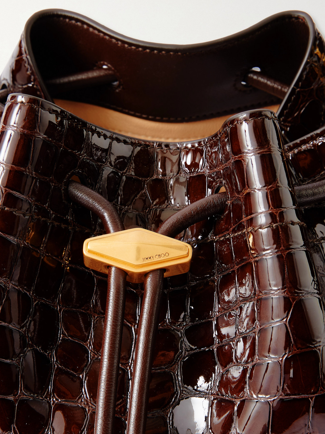 Jimmy Choo Bon Bon Cinch Croc-effect Leather Shoulder Bag In Burgundy