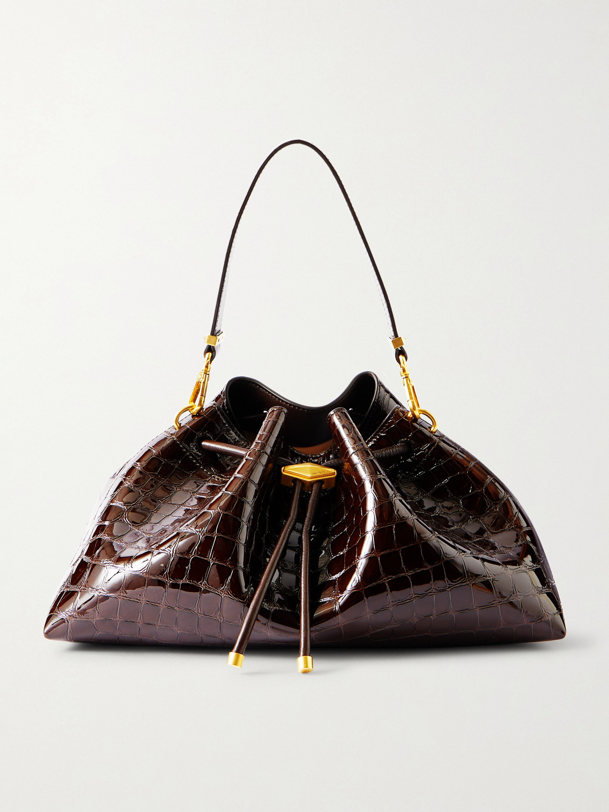 Jimmy Choo Bon Bon Cinch Croc-effect Leather Shoulder Bag In Burgundy