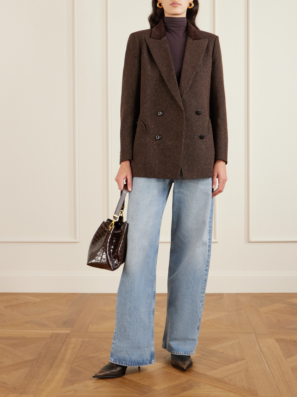 Jimmy Choo Bon Bon Cinch Croc-effect Leather Shoulder Bag In Burgundy