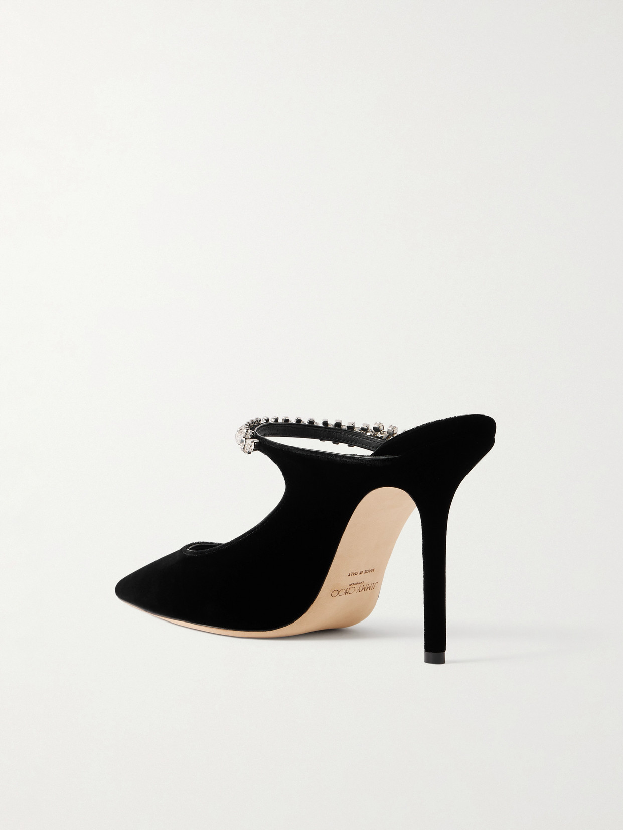 Jimmy Choo Bing 100 Crystal-embellished Velvet Pumps In Black