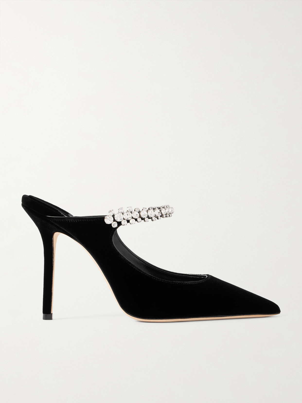 Jimmy Choo Bing 100 Crystal-embellished Velvet Pumps In Black
